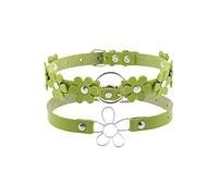 Zyuzles 2 x Blumen-Choker, PU-Leder, Gothic, Punk, runder Ring, Blumen-Halskette, Lederhalsband für Damen, Kunstleder, ohne Edelstein