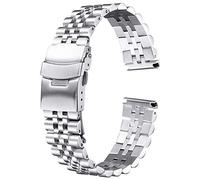 ZZDH uhrenarmband edelstahl Edelstahl Uhr Armbandarmband 20mm 22mm 24mm Frauen Männer Silber Massive Metall Uhrbandband Zubehör (Band Color : Silver, Band Width : 19mm)