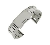 ZZDH Uhrenarmband Edelstahl Feste Gurt Drei Perlen Männer- und Damenbanduhren mit Zubehör 18/20 / 22/24/26/28 / 30mm für Männer Frauen (Band Color : Silver, Band Width : 30mm)