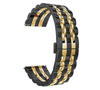ZZDH Uhrenarmband Schnelle Freigabe Edelstahlband für 20mm 22mm Schmetterlingsschnalle Abnehmbarer Massivmetall Armband Armband für Männer Frauen (Band Color : Black gold, Band Width : 22mm)