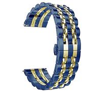 ZZDH Uhrenarmband Schnelle Freigabe Edelstahlband für 20mm 22mm Schmetterlingsschnalle Abnehmbarer Massivmetall Armband Armband für Männer Frauen (Band Color : Blue gold, Band Width : 22mm)