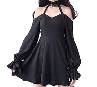 ZZEQYG Damen Gothic Lolita Kleid, Schwarz, Vampir-Hexe, schulterfrei, Minikleid für Teenager, Schwarz, XX-Large