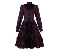 ZZEQYG Gothic-Kleid für Damen und Mädchen, lange Ärmel, Polyester, Rüschenkleid mit Schleifen, Violett (Größe XL, Violett), Violett, X-Groß