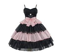 ZZEQYG Lolita-Kleid für Damen, Gothic-Stil, rosa Puffärmel, mit Schleife, Blackpink-jsk, Klein