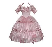 ZZEQYG Lolita-Kleid für Damen, Gothic-Stil, rosa Puffärmel, mit Schleife, Pink-op, Groß