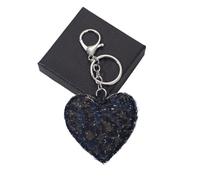 ZZHYTANG 3D Herz Schlüsselanhänger mit Leopardenmuster, Niedlicher Taschenanhänger aus Denim-Stoff, Accessoire for Handtaschen Rucksäcke(Deep blue)
