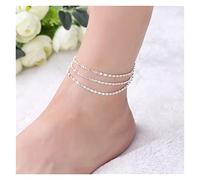 ZZSRJ Mode 925 Silber Fußkettchen Armband Elegante Knöchelkette Damen Knöchel Armband Fuß Schmuck (Color : Silver, Größe : One Size)