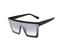 ZZSRJ Mode Platz Sonnenbrille Frauen Retro Übergroße Sonnenbrille Große Rahmen Sonnenbrille Schwarze Damen (Lenses Color : BlackDoubleSilver)