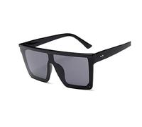 ZZSRJ Mode Platz Sonnenbrille Frauen Retro Übergroße Sonnenbrille Große Rahmen Sonnenbrille Schwarze Damen (Lenses Color : BlackGray)
