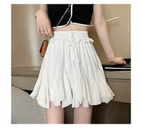 ZZSRJ Rock Frauen gefaltete hohe Taille Mode einfarbig Farbe Mini Sommer einfache Street Casual Urlaub Frauen (Color : White, Größe : S)