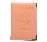 ZZTWER Amerikanischer Reisepasshalter, dünnes Reisepassbuch aus Leder, goldene Hardware, kupferfarbener Ecktickethalter, veganes Leder, Reisepasshülle Reisepasshüllen(Rose)