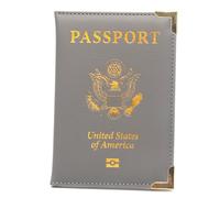 ZZTWER Amerikanischer Reisepasshalter, dünnes Reisepassbuch aus Leder, goldene Hardware, kupferfarbener Ecktickethalter, veganes Leder, Reisepasshülle Reisepasshüllen(Grey)