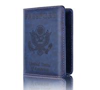 ZZTWER Amerikanischer Reisepasshalter, Reisepass-Schutzhülle, antimagnetische Reisepasshülle, Tickethalter, Karte, ultradünne Hülle Reisepasshüllen(Dark Blue)