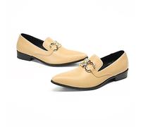 ZZveZZ Beige Herren Speicherte Zehenschuhe Business Buckle Herrenschuhe (Color : Beige, Size : 44 EU)