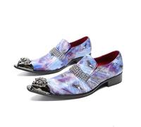 ZZveZZ Blaue Lederschuhe for Herren, Atmungsaktive Sommer-Freizeitschuhe In Business-Höhe (Color : Blue, Size : 41 EU)