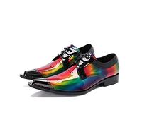 ZZveZZ Farbige Männer Metallkopf Business Leder Schuhe Retro Schuhe (Color : Multi-Colored, Size : 43 EU)