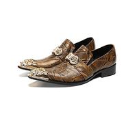 ZZveZZ Gelbe Lässige Herrenschuhe Frühlings- Und Herbst-Metallschuhe (Color : Yellow, Size : 44 EU)