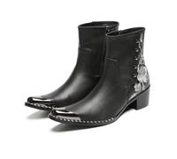 ZZveZZ Herren-Kurzstiefel Mit Roter Und Schwarzer Vintage-Stickerei for Bankette Und Partys(Black,41 EU)