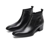 ZZveZZ Herren Sommer Herbst Schwarz Rot Hoch Retro Lässig Kurze Stiefel Lederschuhe (Color : Black, Size : 43 EU)