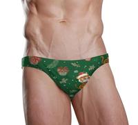 ZZXXB Christmas Tiger Snow Herren-Schwimmunterwäsche, Slip, schnelltrocknend, Badeanzug, Bademode mit Kordelzug, S-3XL, grün, 3XL