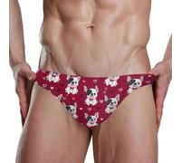 ZZXXB French Bulldog Love Hearts Herren-Badeunterwäsche, schnell trocknend, Badeanzug, Bademode mit Kordelzug, S-3XL, rot, L