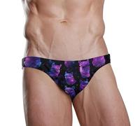 ZZXXB Galaxy Alpaca Herren-Schwimmunterwäsche, Slip, schnelltrocknend, Badeanzug, Bademode mit Kordelzug, S-3XL, Schwarz , XL