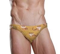 ZZXXB Lovely Cartoon Tiger Herren-Badehose, Slip, schnelltrocknend, Badeanzug, Bademode mit Kordelzug, S-3XL, gelb, M