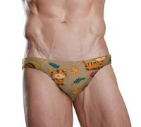 ZZXXB Thanksgiving Day Tiger Herren-Schwimmunterwäsche, Slip, schnelltrocknend, Badeanzug, Bademode mit Kordelzug, S-3XL, braun, XL