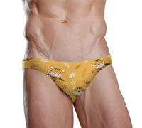 ZZXXB Tiger Herren-Badehose, Herbstblätter, schnelltrocknend, Badeanzug, Bademode mit Kordelzug, S-3XL, gelb, S