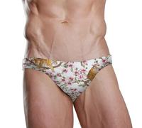 ZZXXB Tiger Herren-Badehose, schnell trocknend, mit Kordelzug, Pfirsichblumen, Größe S-3XL, weiß, 3XL