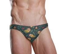 ZZXXB Tiger Herren-Badehose, Tannenzweig-Druck, schnelltrocknend, Badeanzug, Bademode mit Kordelzug, S-3XL, grün, L