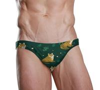 ZZXXB Tiger Leaf Herren-Schwimmunterwäsche, Slip, schnelltrocknend, Badeanzug, Bademode mit Kordelzug, S-3XL, grün, 3XL