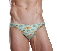 ZZXXB Tiger Palm Tree Herren-Badeunterwäsche, Slip, schnelltrocknend, Badeanzug, Bademode mit Kordelzug, S-3XL, blau, S