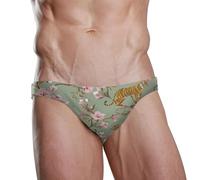 ZZXXB Tiger Peach Tree Herren-Badeunterwäsche, Slip, schnelltrocknend, Badeanzug, Bademode mit Kordelzug, S-3XL, grün, XL
