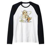 Zzz Cartoon Cozy Faultier Cute in Robe with Coffee Raglan